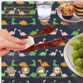 thumbnail image 6 of Dinosaur and Silhouette Navy Blue Round Tablecloth 60"x60", Wrinkle Resistant Wipeable Table Cover for Kitchen Dining Room Picnic Patio and Party, 6 of 6