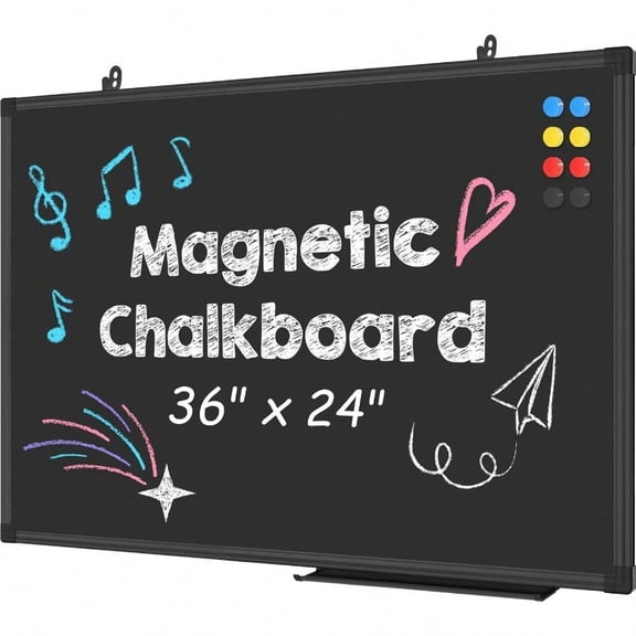 Lockways Magnetic Chalkboard 36 x 24 Inches Aluminum Frame Large Blackboard Hanging Chalk Board Wall Decor for Restaurant Menu School Office and Home