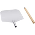 thumbnail image 4 of Paleta de aluminio para pizza con mango de madera para un fácil almacenamiento, tabla de cortar grande para pizza para hornear pizza casera, pan y queso, bandeja para servir, uso en horno o parrilla Namotu PTL150, 4 of 5