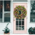 thumbnail image 3 of Spring Wreath for Front Door,16 in Farmhouse Colorful Cottage Wreath,Green Eucalyptus Wreath with Flowers,Purple Pink Summer Wreath,Outdoor Green Door Wreath,Spring Summer Decoration (Colorful), 3 of 9