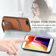 thumbnail image 4 of Magnetic Carbon Fiber Case for iPhone 8 Plus / iPhone 7 Plus with Holder Kickstand, Fiber Texture Wallet Phone Case with Card Holder Durable Military Grade Protection Cover, Brown, 4 of 10