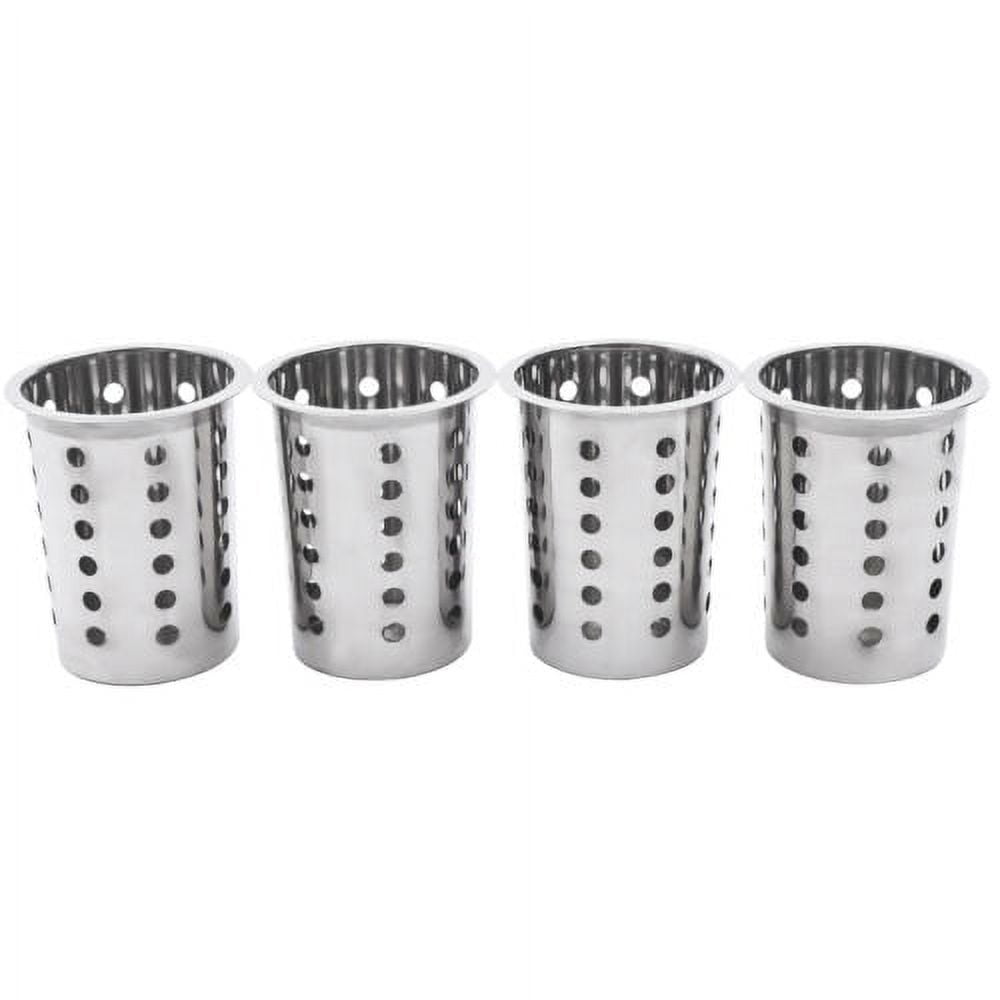 Commercial 4-Hole Cylinder Kitchen Utensil Holder Knife Fork Box Stainless Steel