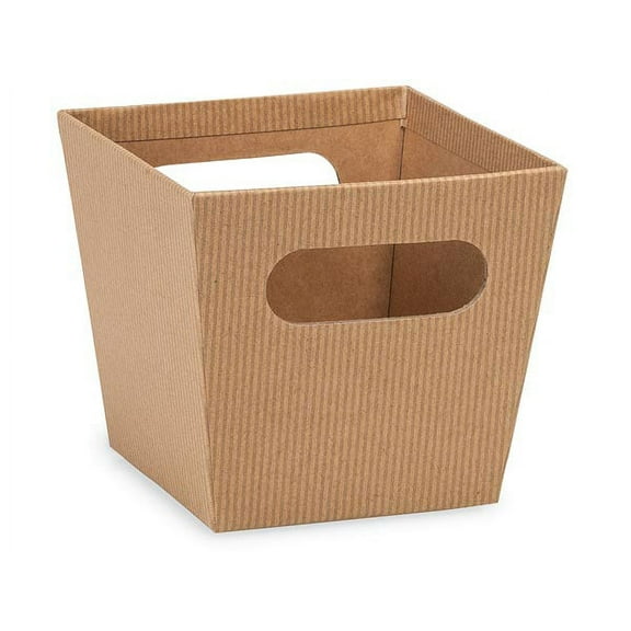 6 PK, Kraft Pinstripe Small Square Market Tray For Use As Gourmet Gift Baskets, Food Baskets & Home Decor Decorative Accessory