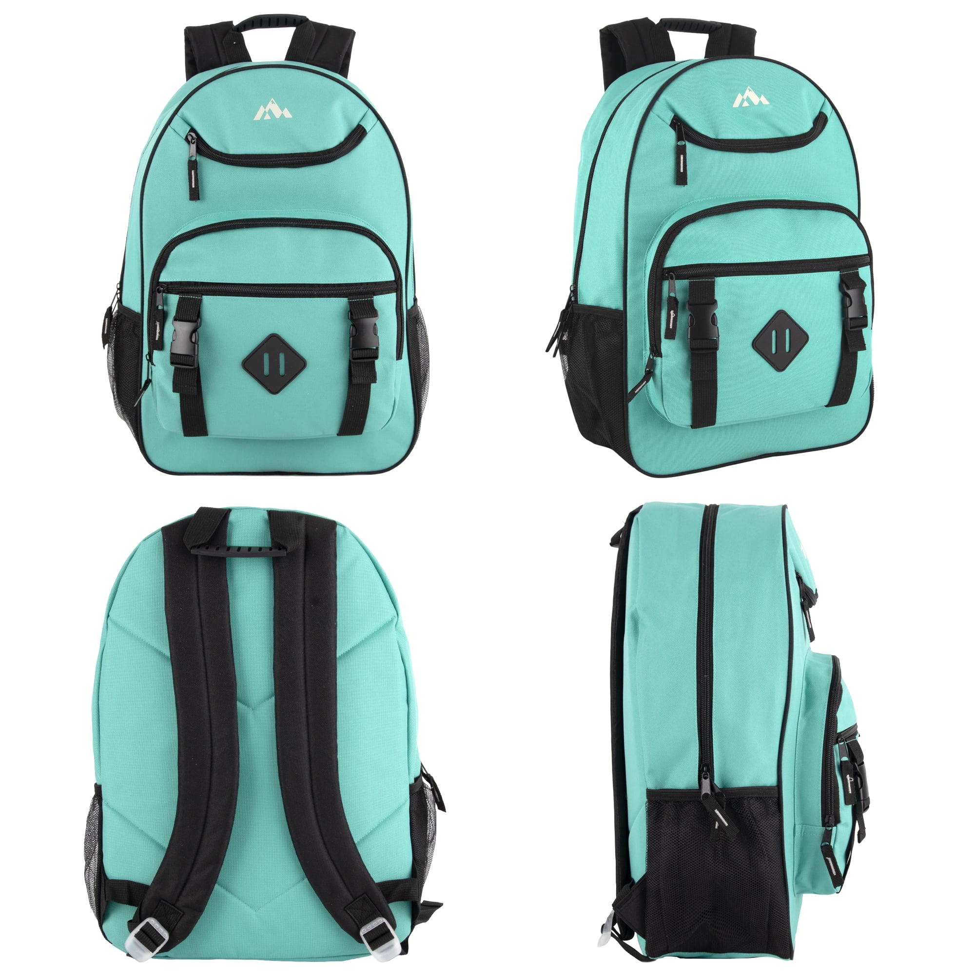 24 Pack of Two Tone Multipocket Buckle Strap Backpacks for Camping, Commuting and Travel in Female Colors Pack