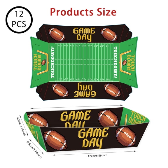 Football Party Decorations, Disposable Football Paper Snack Trays, Large Serving Boats for Super Bowl Party, Birthday, Tailgate & Sports Theme Events