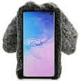 thumbnail image 3 of Rabbit Case for Samsung Galaxy S10, Cute 3D Bunny Ears Soft Furry Hairball Fuzzy Winter Warm Faux Fur Plush Fluffy Flexible TPU Bumper Protective Skin Cover for Women Girls - Black, 3 of 8
