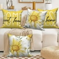 thumbnail image 4 of Spring Summer Flowers Yellow Throw Pillow Covers 18x18 Set of 4,Sweet Home Bless Decorative Pillow Cases for Bedroom Sofa Couch, 4 of 6