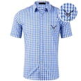 thumbnail image 4 of KHONTS Boys Short Sleeve Casual Shirts Summer Button down Plaid Shirt,Size 3-14 Years Blue 120, 4 of 4