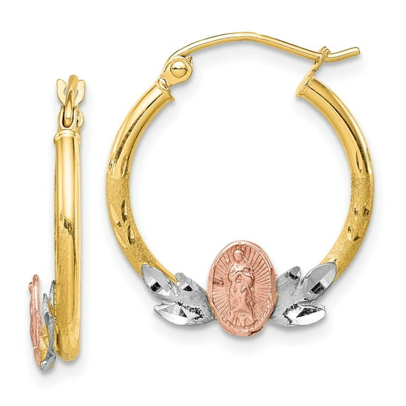 Primal Gold 10 Karat Tri-color Guadalupe Hoop Earrings