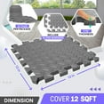 thumbnail image 7 of Yes4All Gym Flooring for Home Gym, 12 SQ. FT Puzzle/Interlocking Exercise Mat, EVA Foam Floor Tiles Padding with Border, Gray, 7 of 7