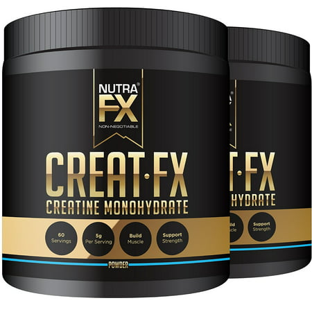 NUTRAFX monohydrate de créatine micronisée en poudre All Natural avant la séance d'entraînement et l'énergie Boost Muscle Building Suppléments (300g - 60 Portions) (2-Pack)