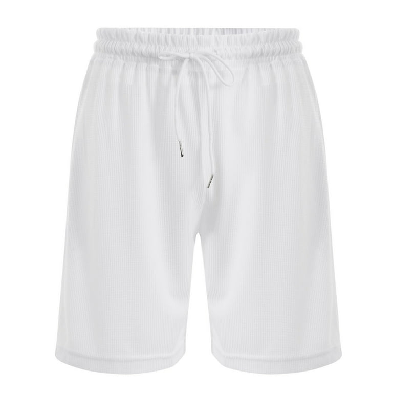 YUGYXL Drawstring Waffle Sport Shorts for Men Elastic Waist Comfy