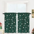 thumbnail image 2 of Snowflake Foil Print Tier Curtains - 36 Inch Length, Rod Pocket Green Christmas Curtains for Kitchen, 26" W x 36" L, 2 Panels, 2 of 7