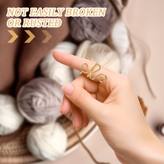 GAXIRE 5-Pack Golden Crochet Yarn Guide Finger Holders for Knitting, Crochet, and Crafting Projects