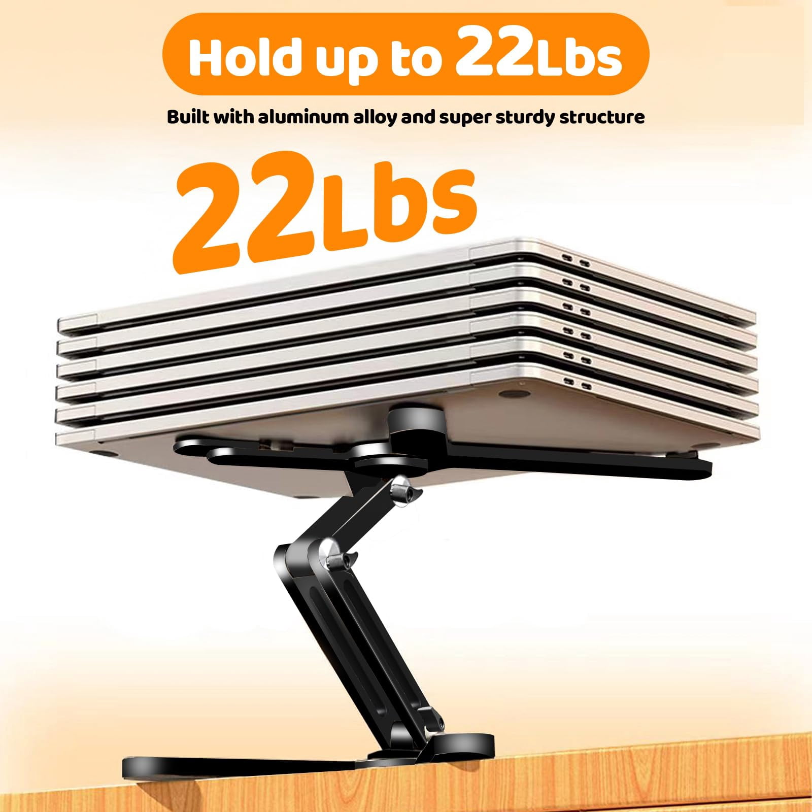 Laptop Stand With 360 Rotating Base  Computer Notebook Riser Metal Holder For Desk Collaborative Work Fully Foldable Easy Storage Fits All Macbook Laptops Up To 16 Inches Black
