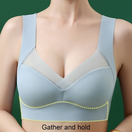 

Breathable Sports Bra for Women High Impact Padded Solid Soft Wirefree Workout Full Coverage Underwear Large Size Yoga Bras (Light Blue L)
