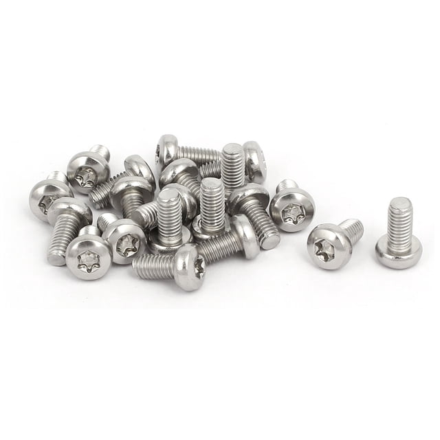 Tornillos de cabeza de botón T25 Torx de acero inoxidable 304 M5x10mm tono plateado 20 piezas