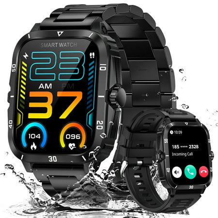 Cyberdyer Men's Smart Watch - Bluetooth Calling, 3ATM Waterproof, 1.96" HD Screen, 100+ Sport Modes, iOS & Android Compatible (Ideal Thanksgiving & Halloween Gift)