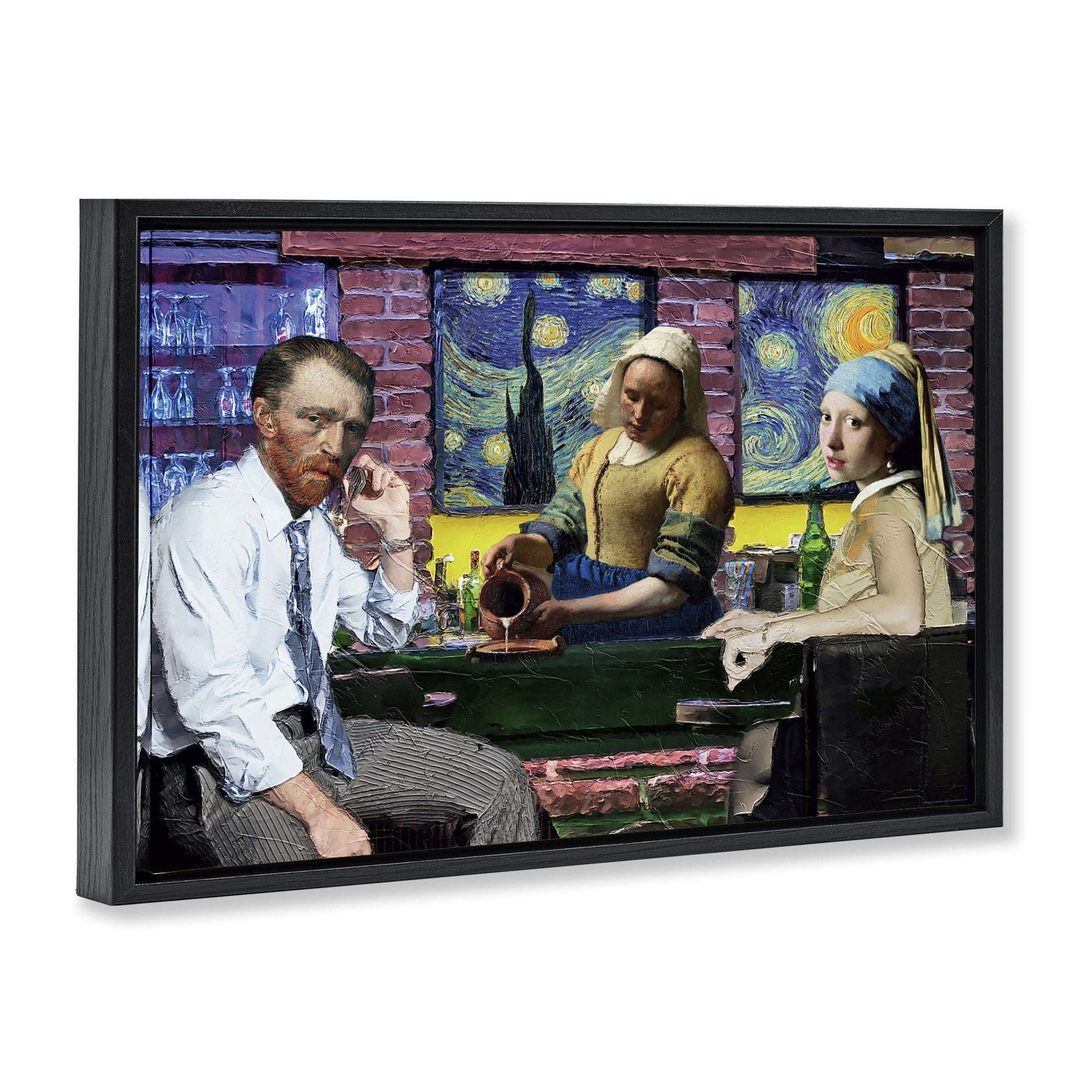 Stupell Industries Classic Paintings Gathered Novelty & Humor Painting Black Floater Framed Canvas Art Print Wall Art, 31 x 21