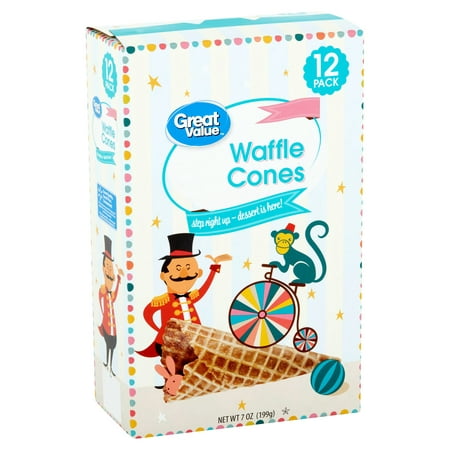 (3 Pack) Great Value Waffles Cones, 12 count
