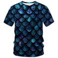 thumbnail image 5 of KHONTS Novelty Short Sleeve T Shirts for Men Crewneck Shirt Funny Fashion Fish Scale Tees Casual Printed Tops 07-Blue XXL, 5 of 6