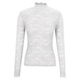 thumbnail image 2 of purcolt Women's Plus Size Floral Embroidery Lace Tops Long Sleeve Mock Neck See Through Mesh Underwear Blouse Shirts, 2 of 6