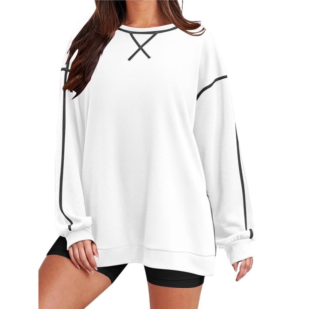 Sudaderas de Mujer de Larga, Cuello Redondo, Estilo Pullover, Ideales para Otoño e Invierno. con Cremallera Lateral, Perfectas para Salir. XXL