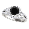 thumbnail image 1 of Aonejewelry 1.75 Ct. Halo Black Diamond Engagement Ring In 14k White Gold, 1 of 4