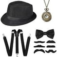 thumbnail image 1 of 1920s Men's Accessory Set Panama Fedora Y Back Adjustable, 1 of 3