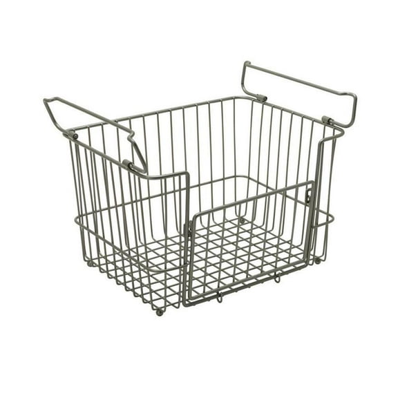Medium Stacking Basket In Satin Nickel