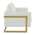 thumbnail image 6 of LeisureMod Loveseat Upholstered in Leather 2-Person Seater Sofa with Gold Stainless Steel Base and Removable Cushions for Modern Home, Living Room, Offices Lincoln Collection in White, 6 of 8