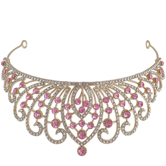 unbranded  Bridal Headpieces Rhinestone Crowns Decorations Toddler Tiara Banquet Pink