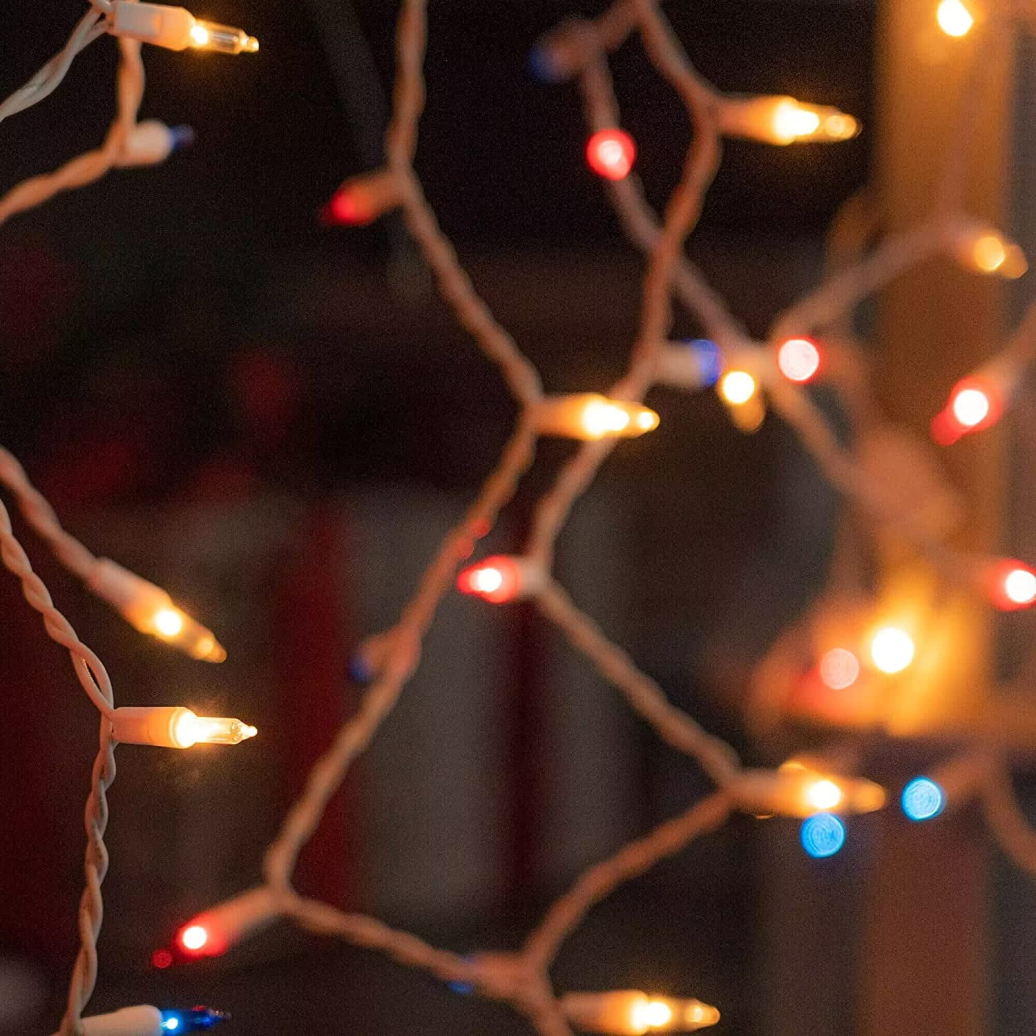 Christmas Lights, Retro Mini Christmas Tree Lights, 8 Lighting Modes. 16.4FT 50 LED Waterproof Xmas String Lights for Outdoor Indoor Home Party Yard Decorations(Red Blue and White)