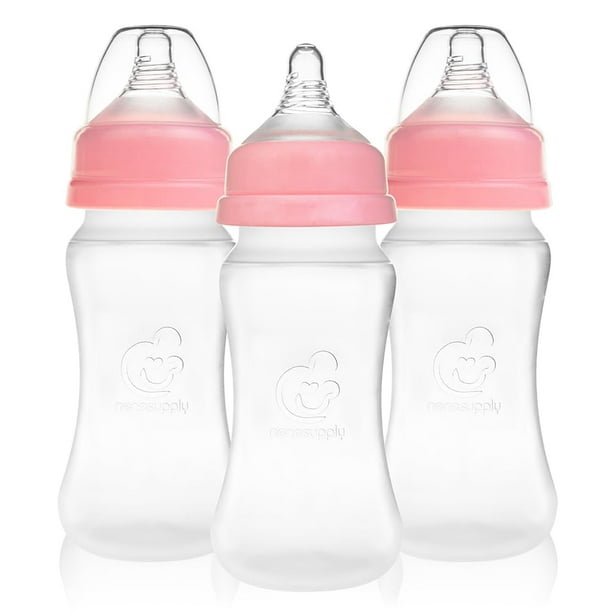 Biberón de silicona NENESUPPLY para bebé 250ml de cuello ancho flujo lento