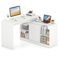thumbnail image 1 of Gymax 48'' Reversible L-shaped Computer Desk w/2 Doors 4 Open Storage Cubes for Office White, 1 of 10