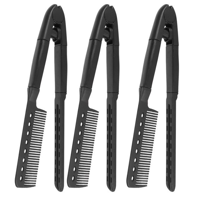 Hair Straightening Comb, V Shaped Styling Clamp Comb ABS Material Portable for Home for Salon