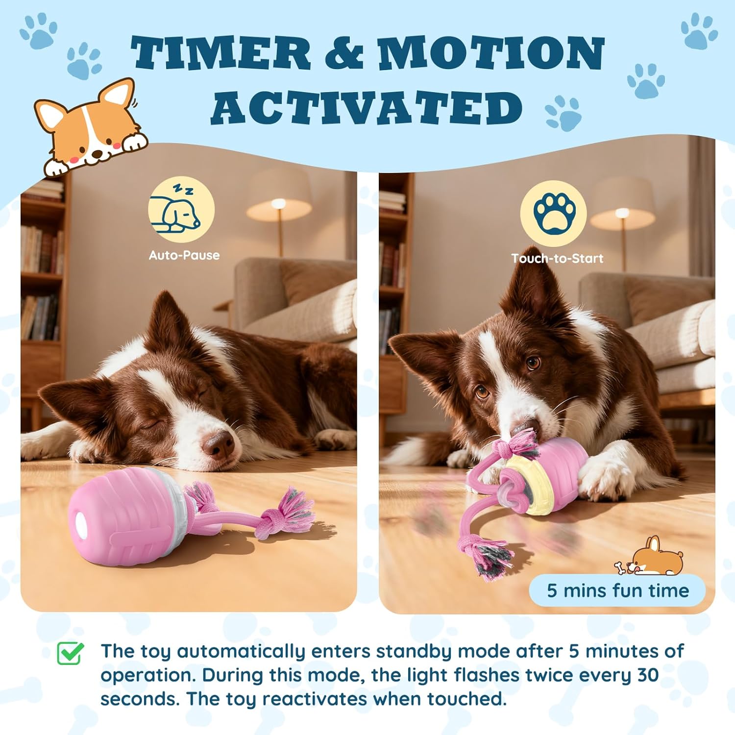 Interactive Dog Toys - 2025 Upgraded Motion Activated Balls for Medium/Large Dogs, Automatic Moving Dogs Toy Wicked Ball for Boredom, Interactive Dog Ball to Keep Them Busy(Pink)