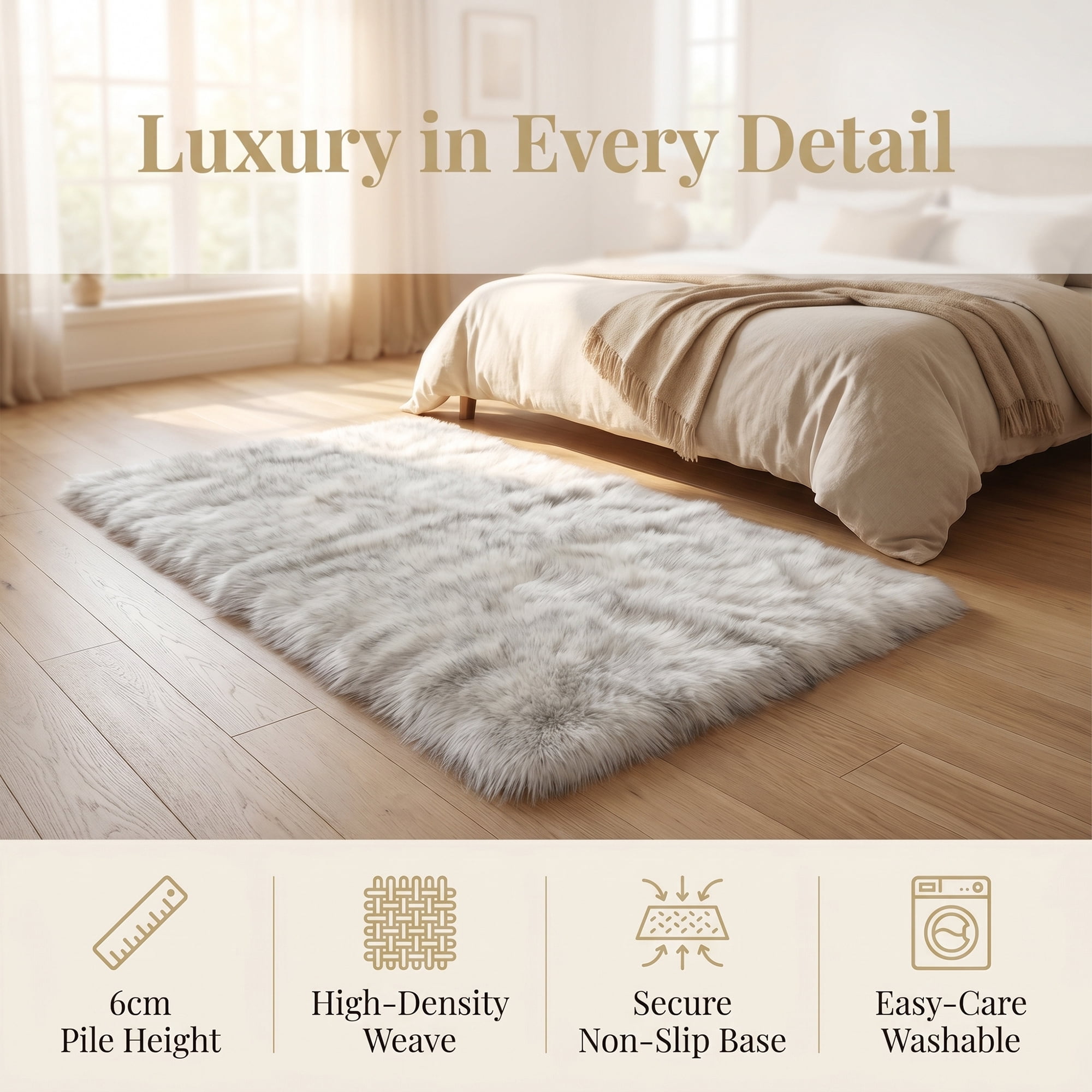 Unique Bargains Shaggy Area Rug Ultra Fluffy Non Slip Fuzzy Carpet 32" x 20" White Gray