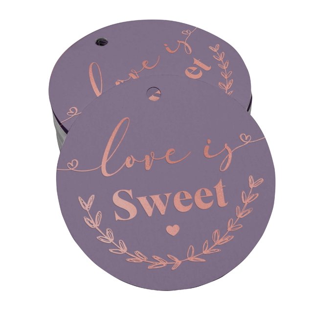 Inkdotpot 50 Pack Love Is Sweet Wedding Favor Paper Tag Craft Real Rose Gold Foil Hang Tag