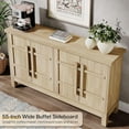 thumbnail image 6 of Tribesigns Farmhouse Sideboard Buffet Cabinet with 4 Doors, Wood Coffee Bar Storage Cabinet,Natural, 6 of 6