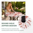 thumbnail image 4 of Round Outdoor Tablecloth with Umbrella Hole and Zipper, Tropical Leaves Tablecloth with Elastic Waterproof, Modern Boho Botanical Foliage Retro Red Patio Table Covers for 45" - 54" Pool Tables, 4 of 9