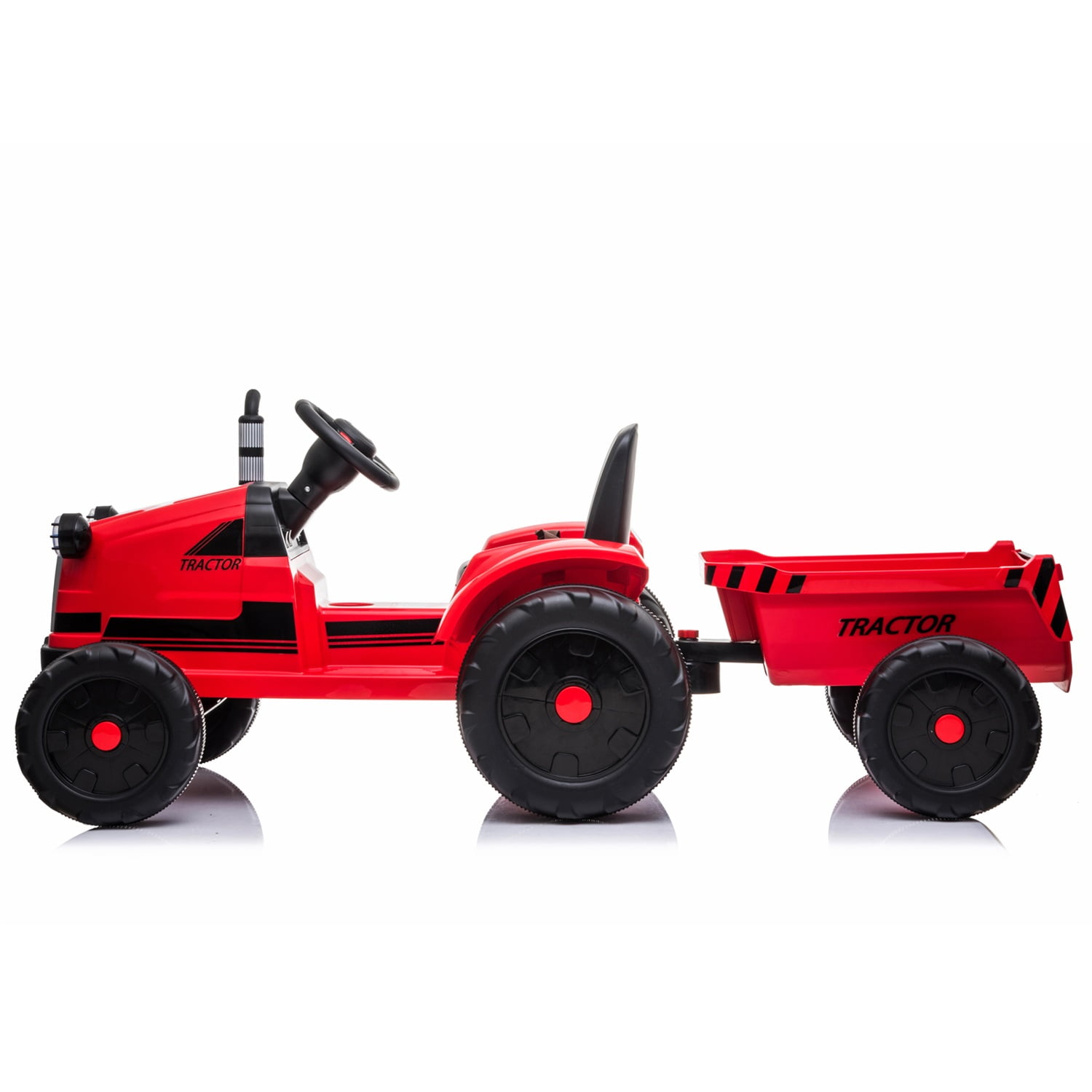 Lowestbest Ride on Toys Tractor with Trailer, 3-Gear-Shift Ground Loader for Kid, Red Lowestbest Ride on Toys Tractor with Trailer, 3-Gear-Shift Ground Loader for Kid, Red