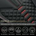 thumbnail image 5 of Coverado Black and Red Trim Car Seat Covers Full Set, Premium Leather Front and Rear Split Bench Cover, Automotive Seat Protectors Universal Fit for Most Cars, SUVs and Trucks, 5 of 10