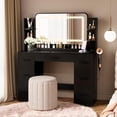thumbnail image 2 of Homall Makeup Vanity Set with Mirror, Vanity Desk with LED Mirror & Charging Station, Vanity Table with Storage Drawers & Shelves for Bedroom Dressing Room, Black, 2 of 7