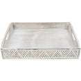 thumbnail image 3 of Northlight Set of 2 Brushed White Chevron Pattern Display Trays 18", 3 of 6
