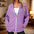 thumbnail image 2 of hlysgo Women's Casual Jacket Biker Moto Loose Fit Comfort Coat Lightweight Fall Bomber Outerwear Tops Purple,S, 2 of 5