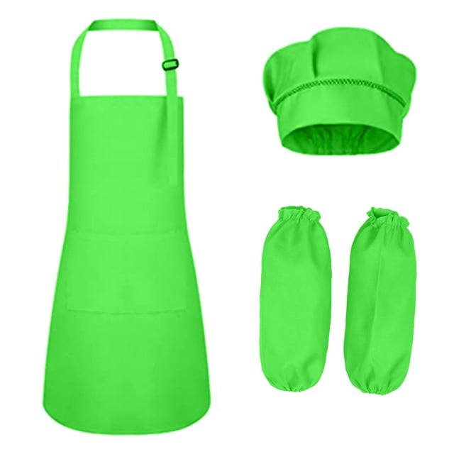Sistema del sombrero del cocinero del bulto del delantal de los niños, delantal ajustable del babero de los niños