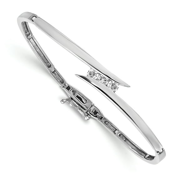 14K White Gold AA Diamond Bangle Bracelet