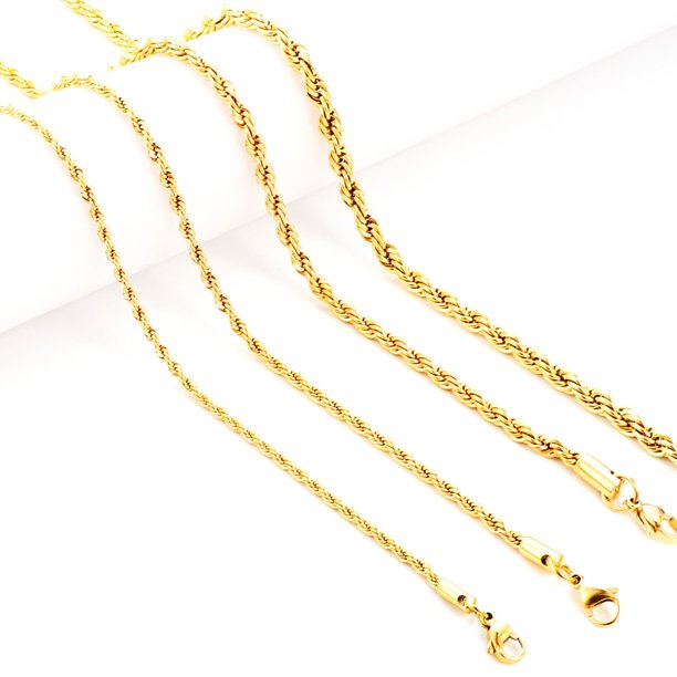Cadenas de Color dorado ASON Inoxidable de 1-5mm, collar de cadenas de serpiente de acero inoxidable, joyería de cuerda torcida, accesorios de cadenas largas para mujeres Tan Jianjun unisex