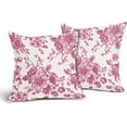 thumbnail image 2 of Hot Pink and Cream Floral Pillow Covers 20x20 Inch Set of 2 Vintage Floral Throw Pillow Covers Chinoiserie Flower Pillowcases Rustic Farmhouse Cotton Linen Cushion Covers for Couch Bed Sofa Decor, 2 of 6